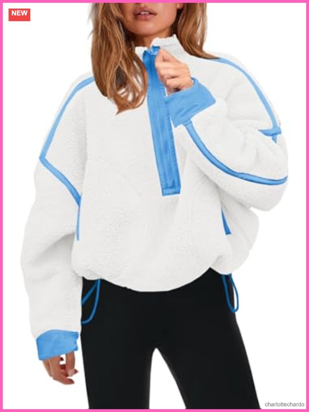 Womens Half Zip Fleece Pullover Sherpa Jacket Zip Pockets